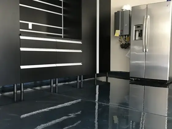 Gloss gray metallic garage floor by Epoxy Pros