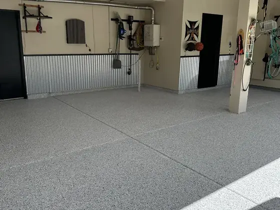 Large garage flake floor coating by Epoxy Pros