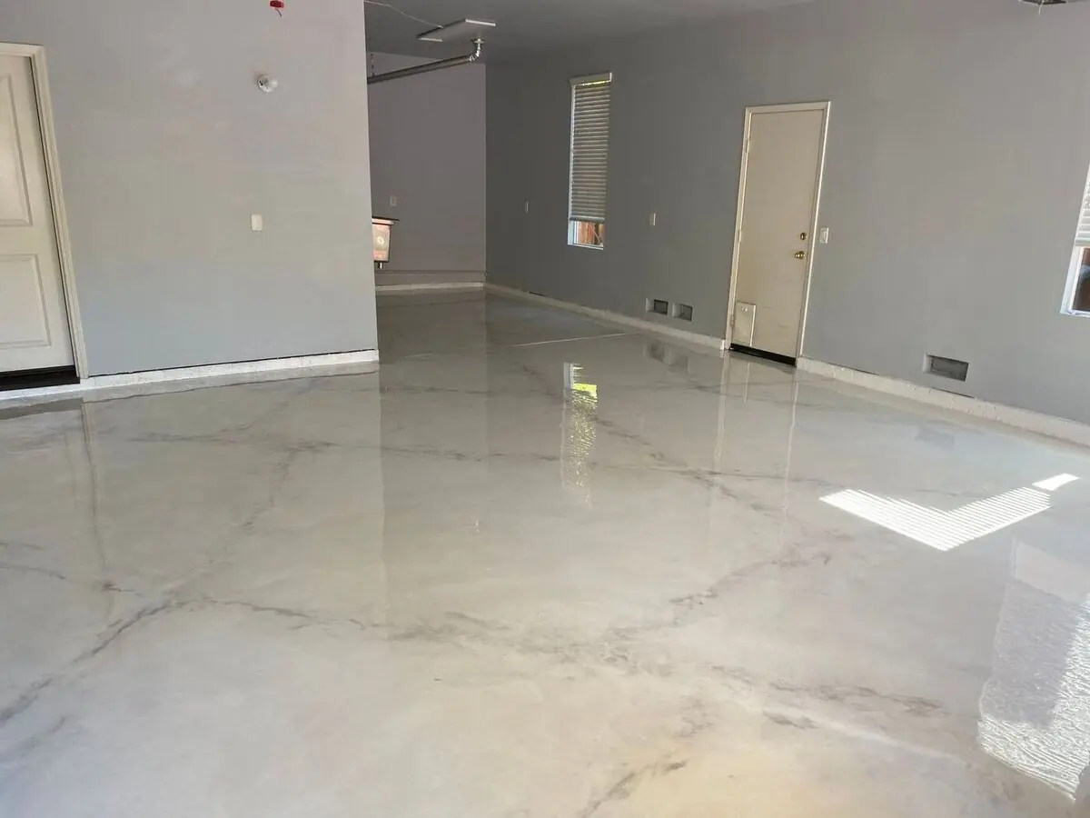 Gloss gray garage floor coating project in Eagle Idaho