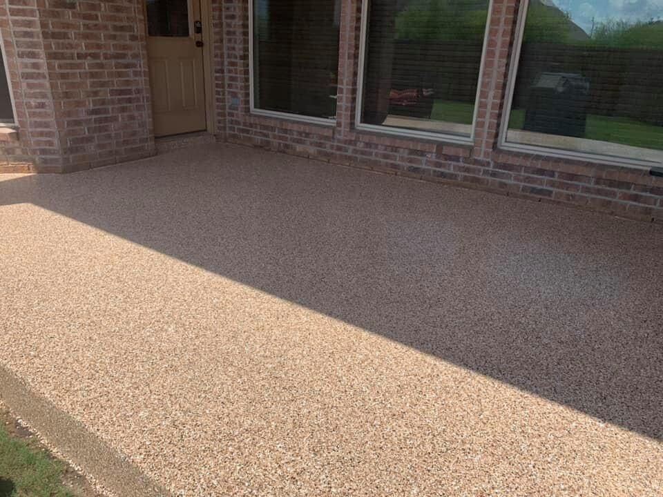 Tan decorative flake concrete coating