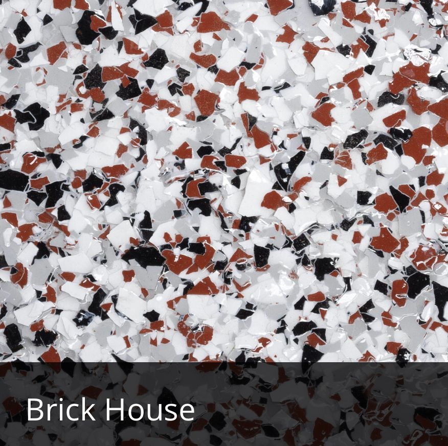 Brick House decorative epoxy flake sample