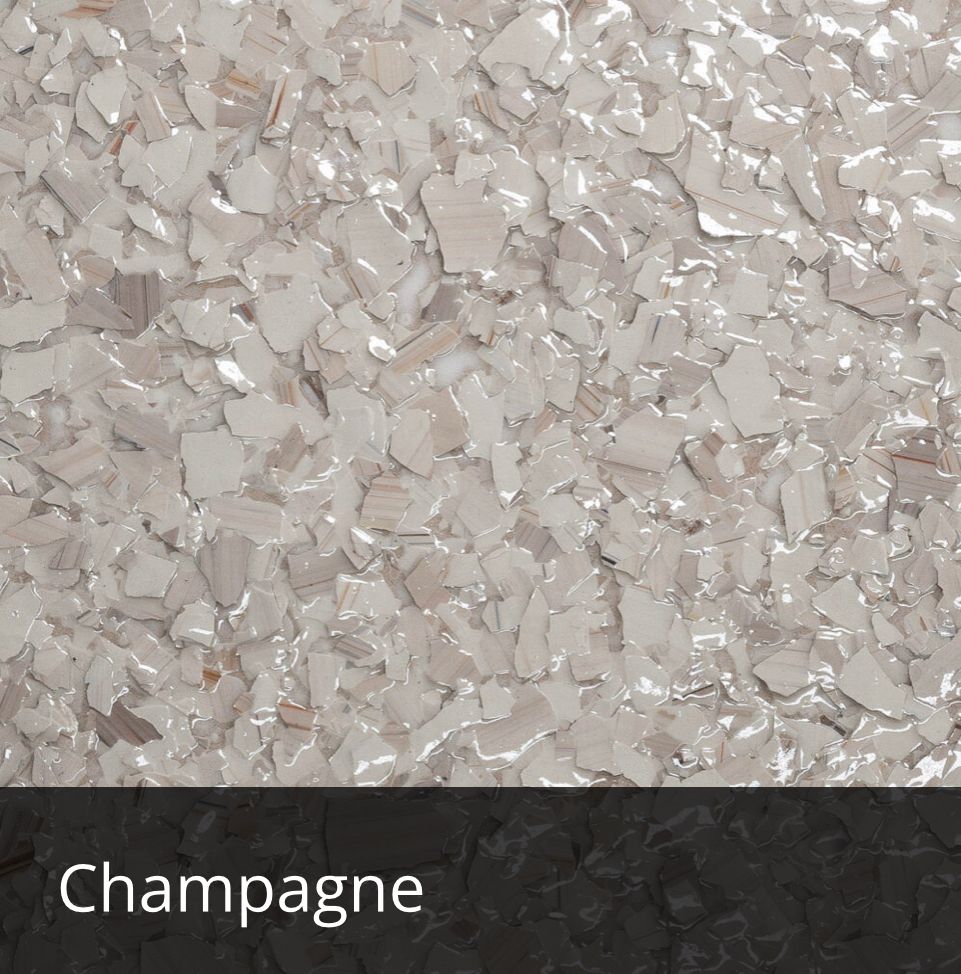 Champagne decorative epoxy flake sample