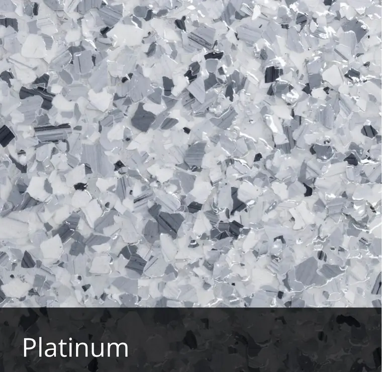 Platinum decorative epoxy flake sample