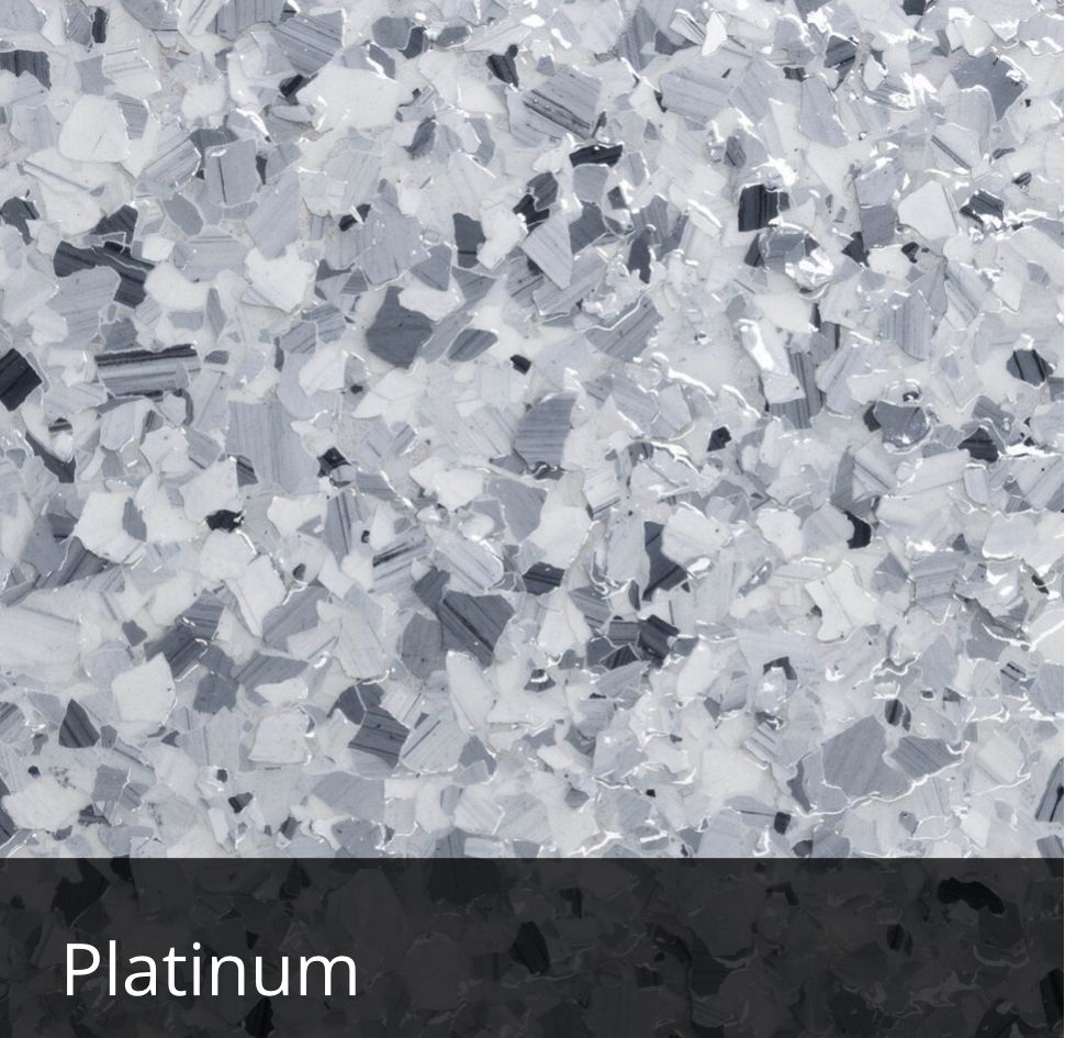 Platinum decorative epoxy flake sample